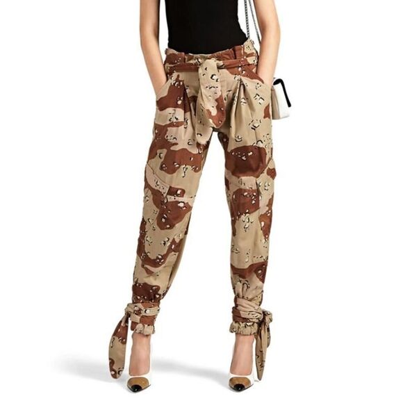 RE/DONE Pants - NWT RE/DONE x The Attico Sand Camo Pant Pleated 80's HR Belted Tie Ankle 26 $550